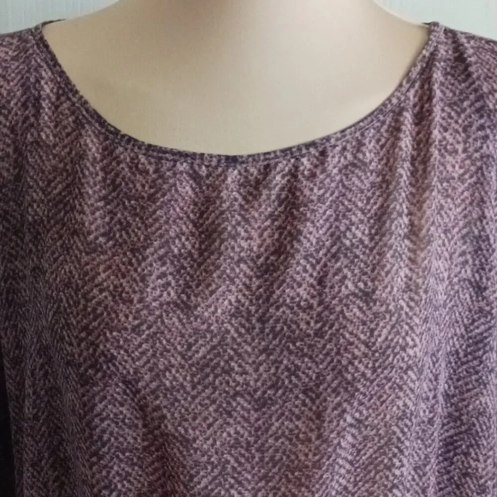 Michael Kors Purple Sheer Blouse Top Round Neck Long Sleeves Sz.XL